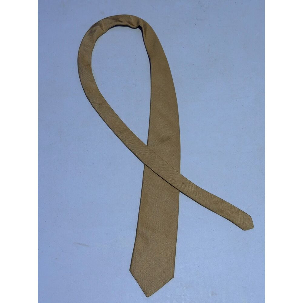Brooks Brothers Makers Vintage Men's Gold Tan Solid Silk Necktie Made in USA